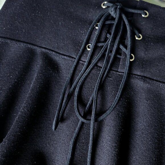 Black Lace Up Zippered Skirt - Picture 2 of 4